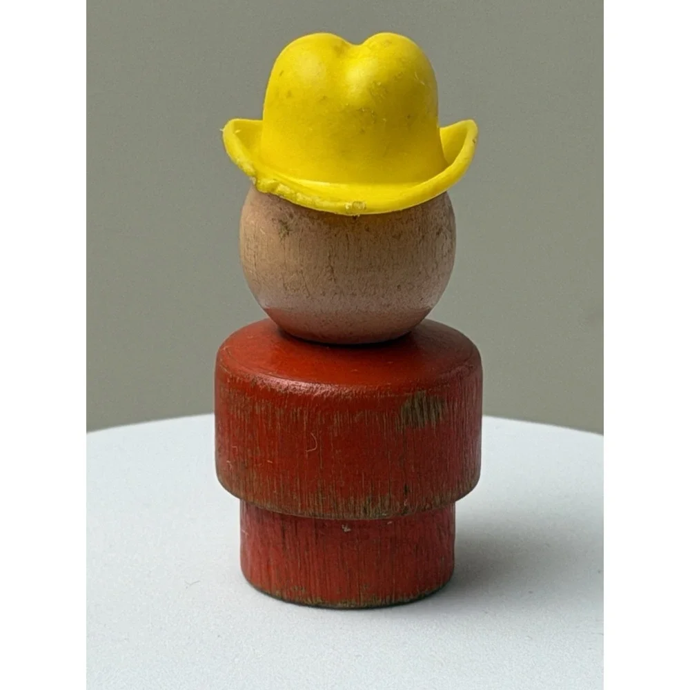 Fisher-Price Little People Wooden Red BODY Yellow Hat COWBOY Farmer Vintage